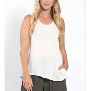 Eileen Fisher White Organic Cotton Gauze Tank Top Size Medium 51620
